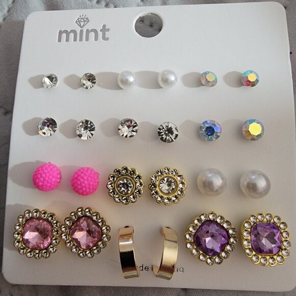 ❤️MINT dozen pair of pierced stud earrings NWT ❤️ - Picture 8 of 10